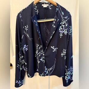 Navy Floral Button Down Shirt Size Large Made in USA
